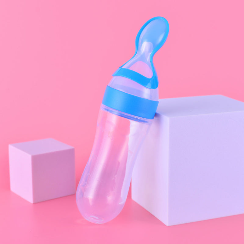 Baby Silicone Bottle Squeeze Spoon Feeder