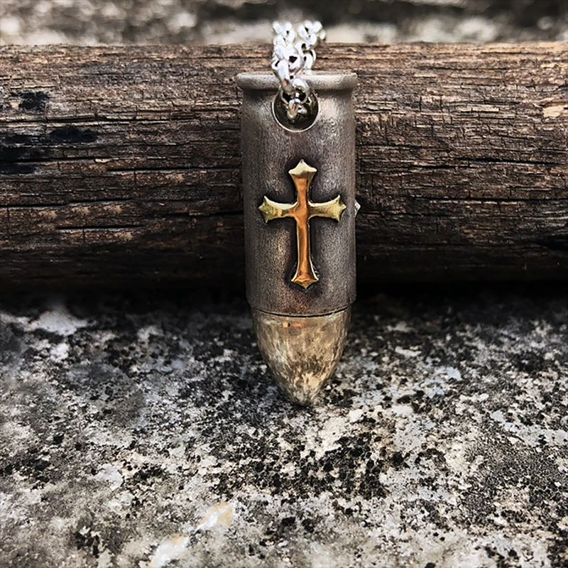 Cross Bullet Skull Necklace