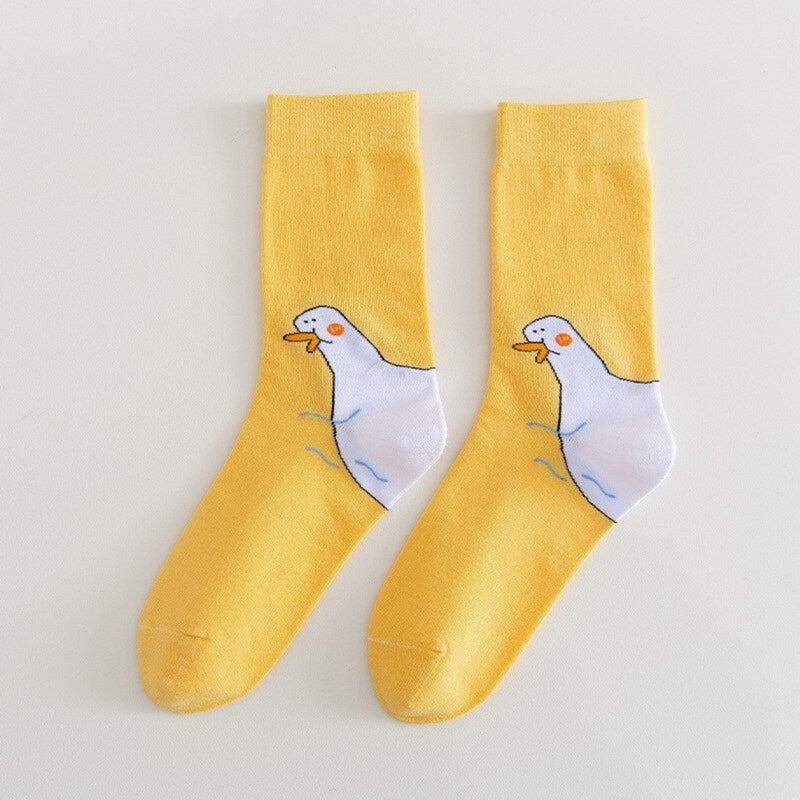 Duck Printed Cartoon Cute Socks