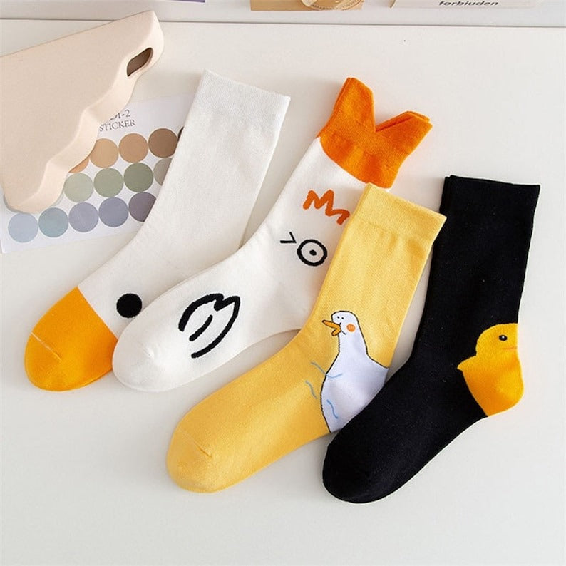 Duck Printed Cartoon Cute Socks