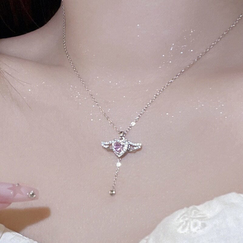 Pink Angel Wings Necklace