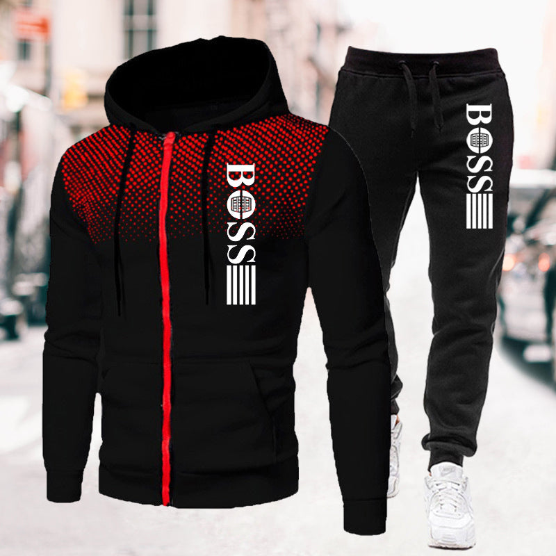 Men's Printed Zip Hoodie Sweatpants Set