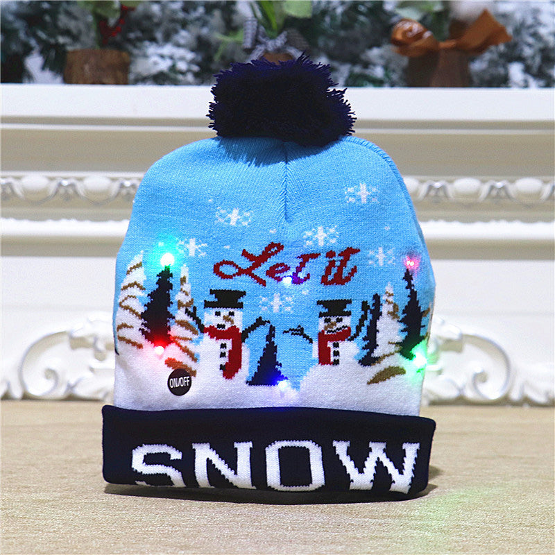Colorful luminous knitted Christmas hat