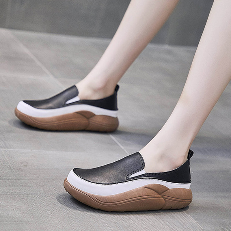 Thick Sole Low-cut Leather Shoes