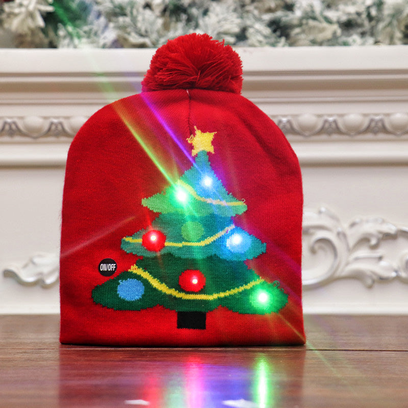 Colorful luminous knitted Christmas hat