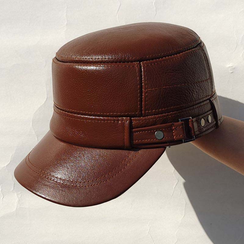 New winter hat for men with sheepskin ear protection flat peak