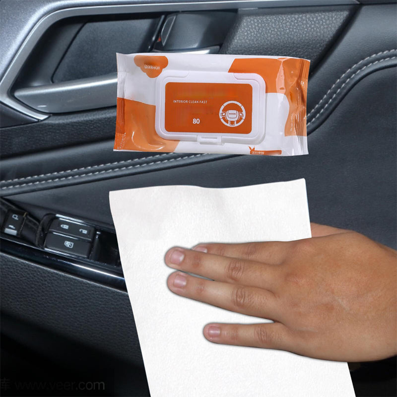 Car interior cleaning and polishing wipes