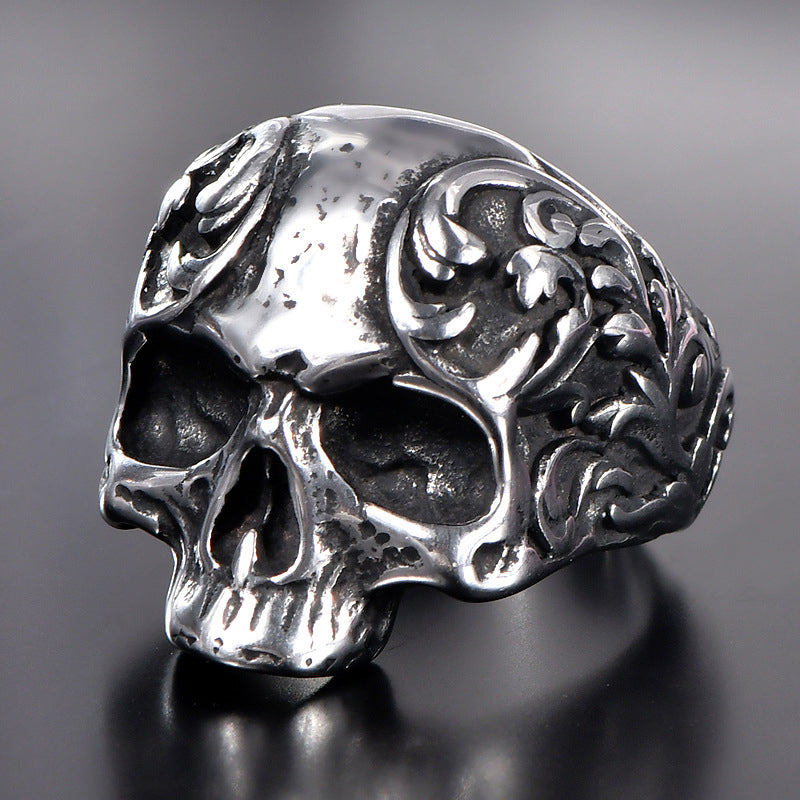 Punk style titanium skull ring
