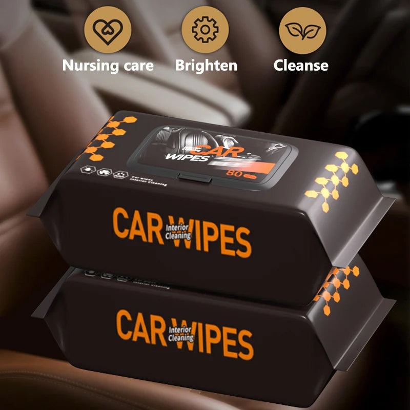 Car interior cleaning and polishing wipes