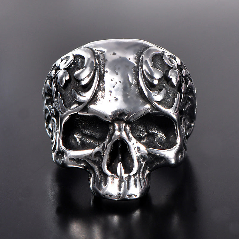 Punk style titanium skull ring