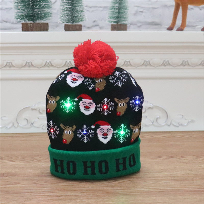 Colorful luminous knitted Christmas hat