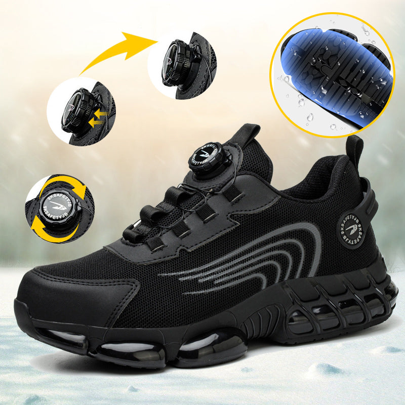 Protective safety steel toe sneakers with rotary buckle