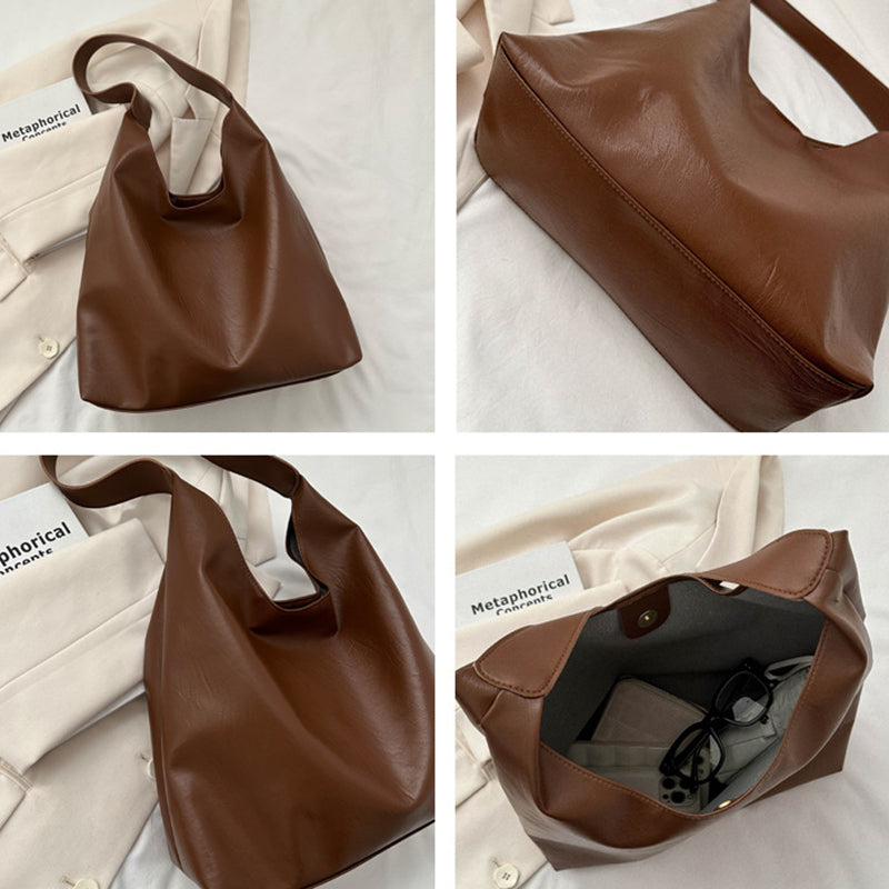 Western style solid color shoulder bag