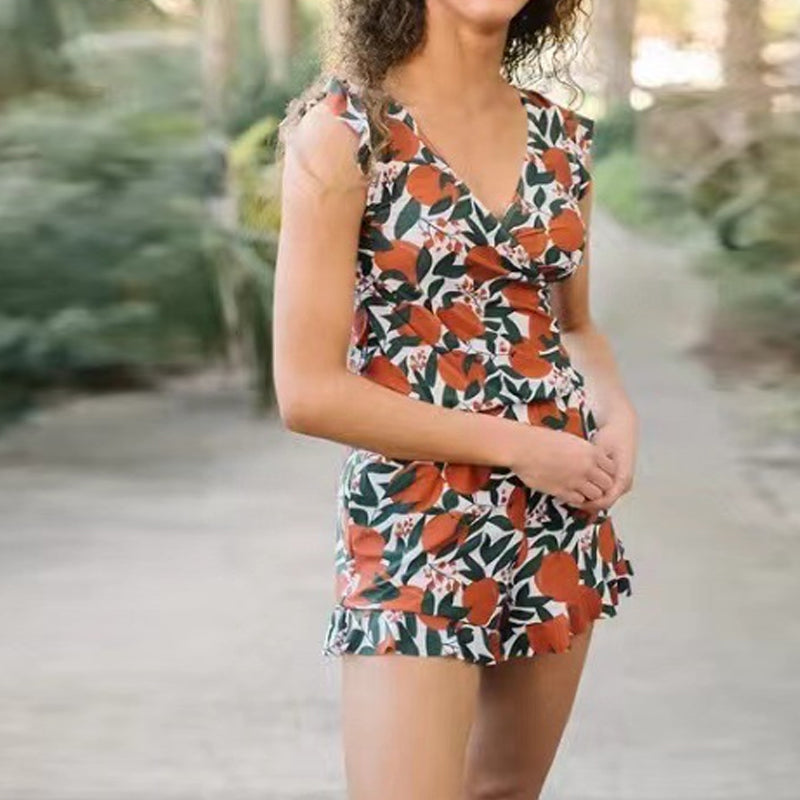 One-piece swimsuit with built-in bra