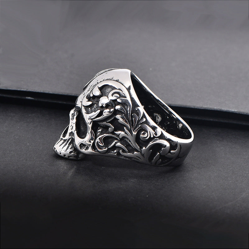 Punk style titanium skull ring