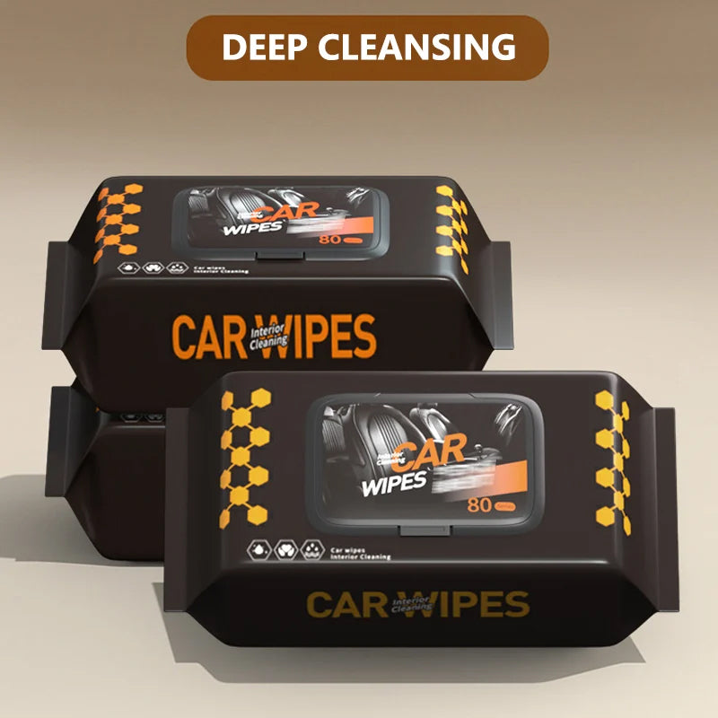 Car interior cleaning and polishing wipes