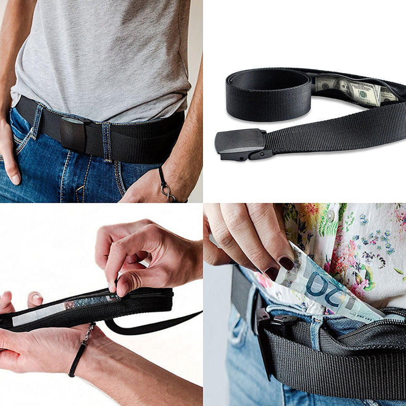 Anti Theft Belt With Hidden Money Pouch