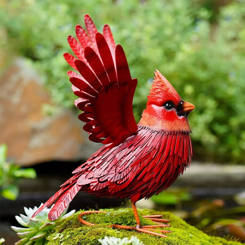 Handmade Metal Cardinal Garden Sculpture