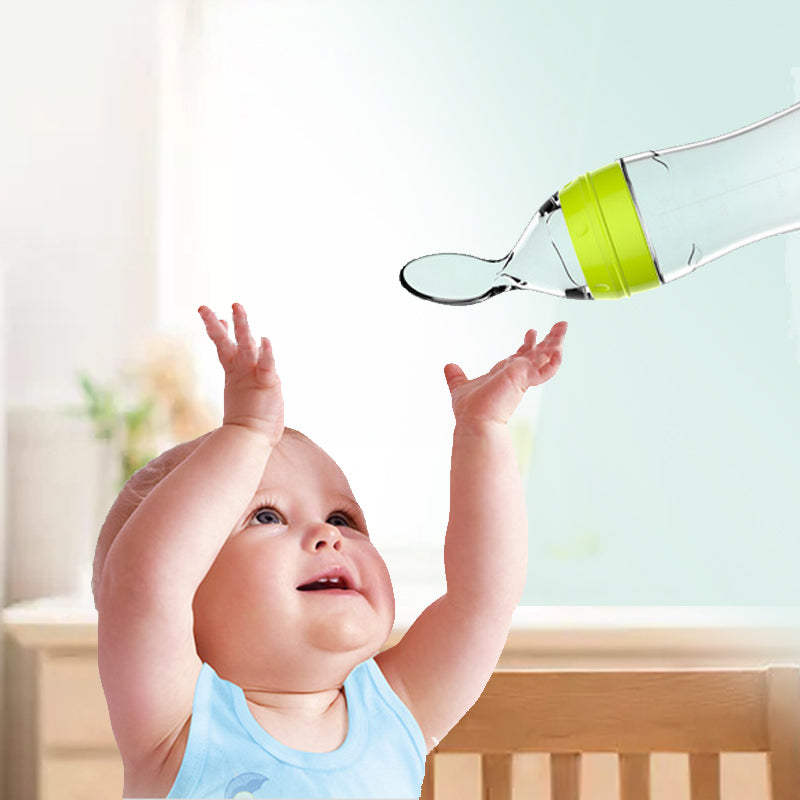 Baby Silicone Bottle Squeeze Spoon Feeder