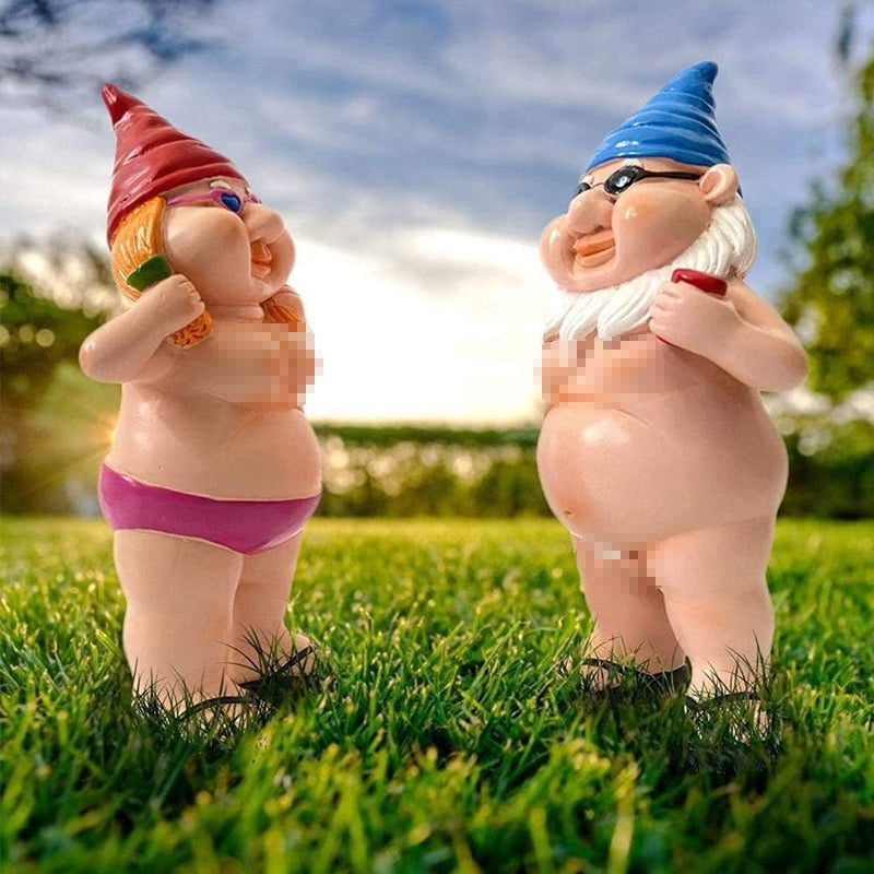 Naughty Garden Gnome Funny Statue