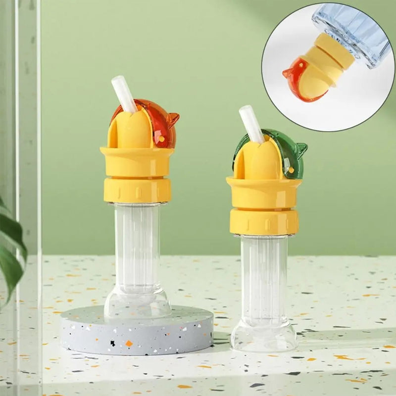 Reusable children's beverage water bottle straw lid