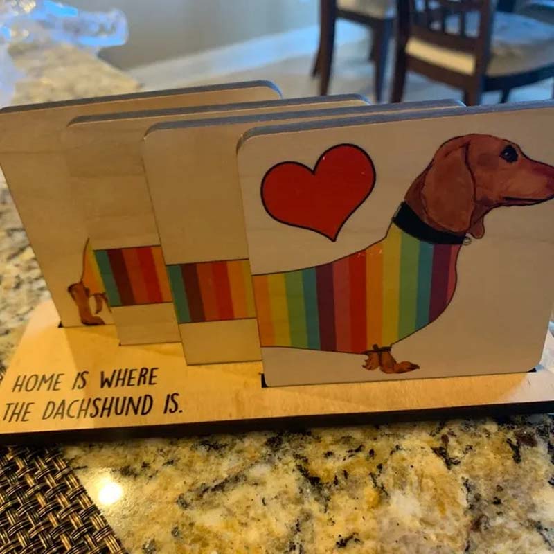 Dachshund Wood Coaster Set