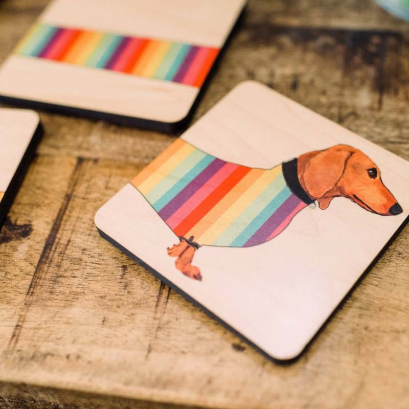 Dachshund Wood Coaster Set