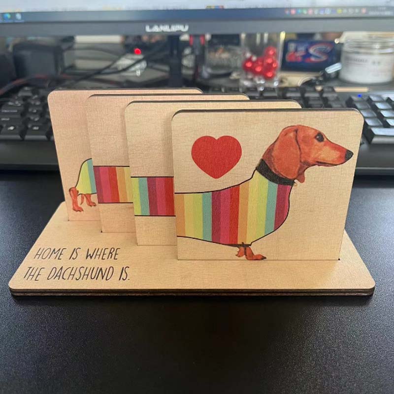 Dachshund Wood Coaster Set