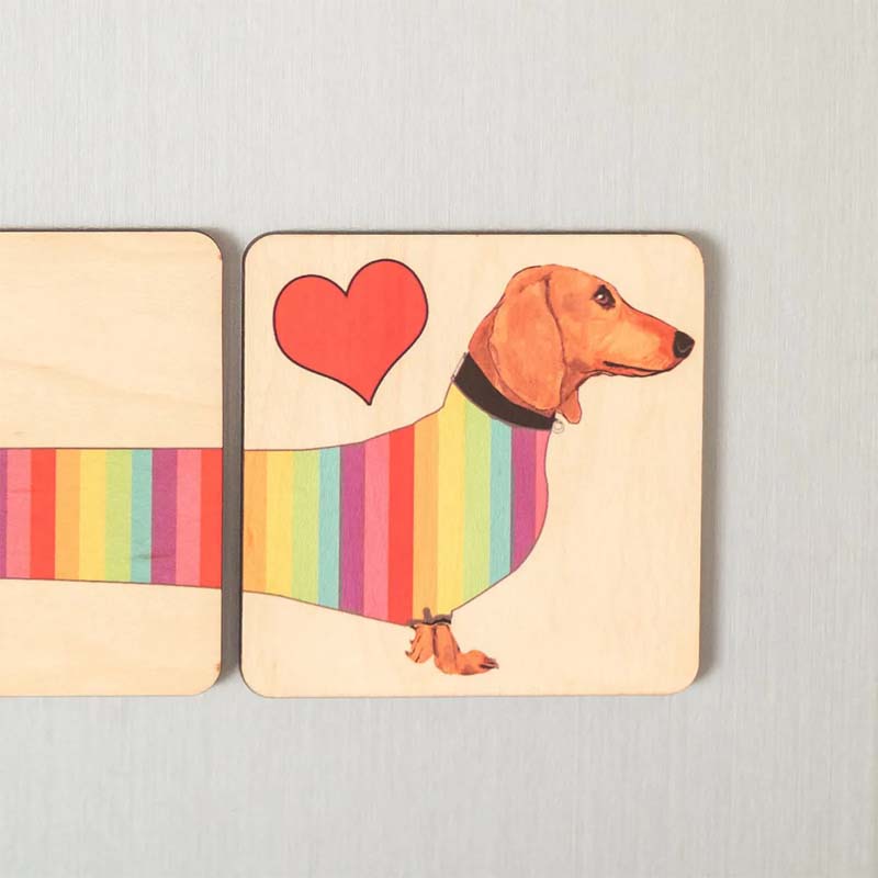 Dachshund Wood Coaster Set