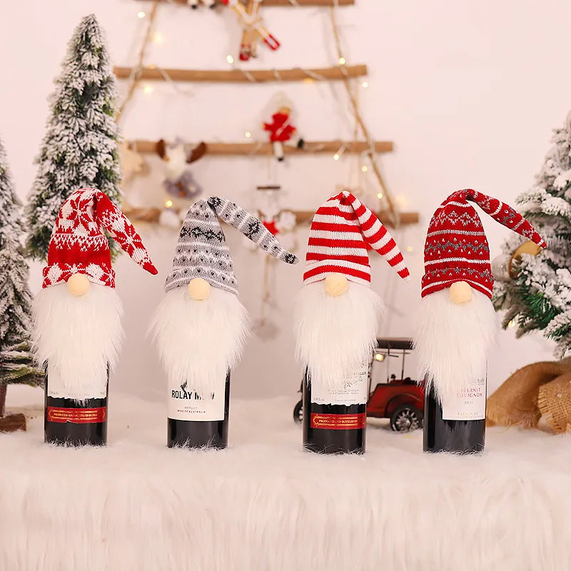 Christmas Faceless Gnome Wine Bottle Covers