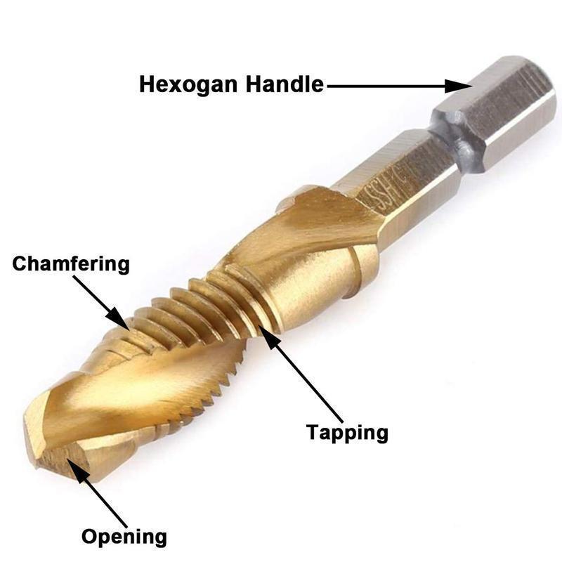 6 piece metric thread tap drill bits set