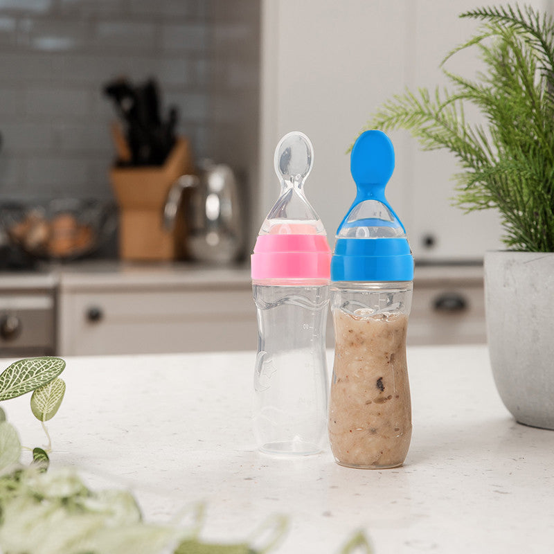 Baby Silicone Bottle Squeeze Spoon Feeder