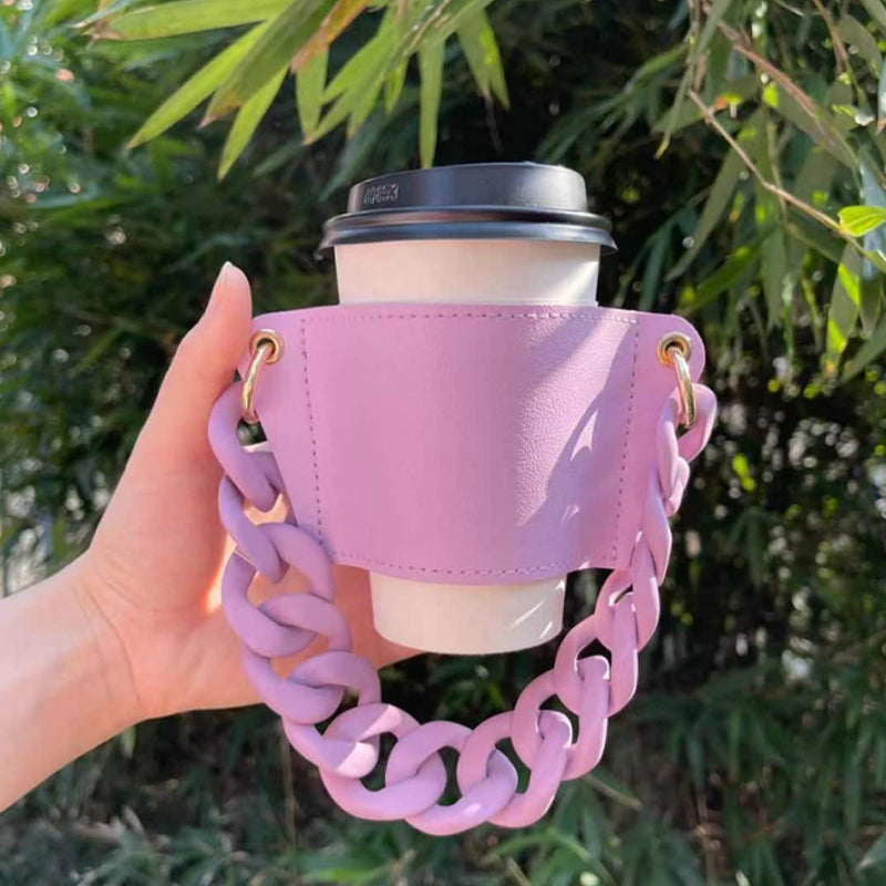 Coffee cup cover with chain