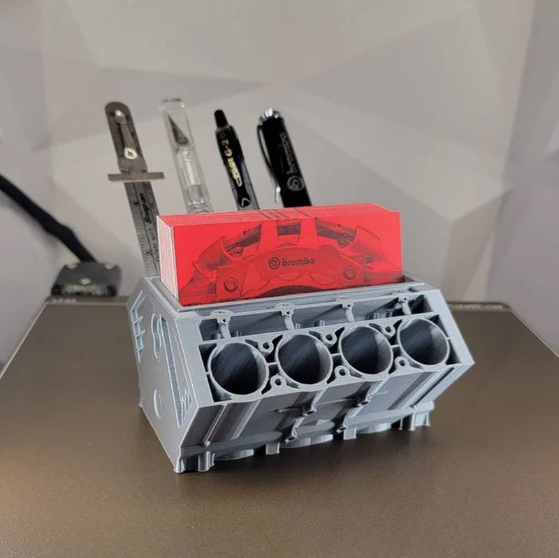 Engine Block Business Card Holder and Pen Holder Decor