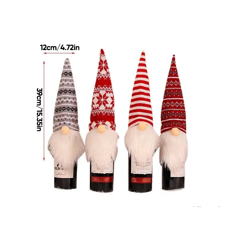 Christmas Faceless Gnome Wine Bottle Covers