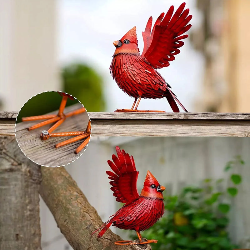 Handmade Metal Cardinal Garden Sculpture