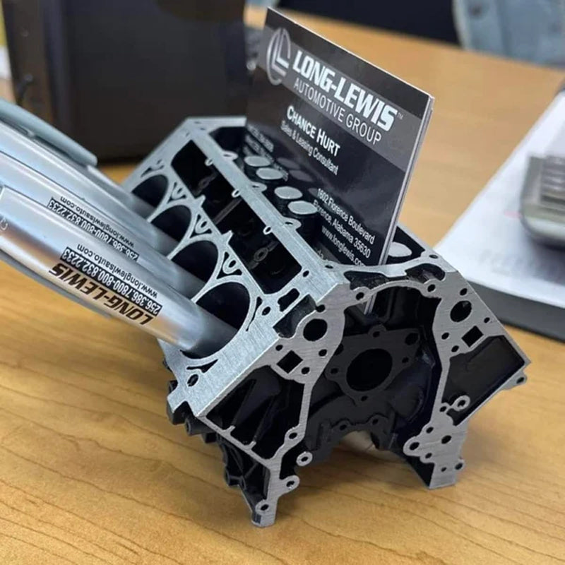 Engine Block Business Card Holder and Pen Holder Decor