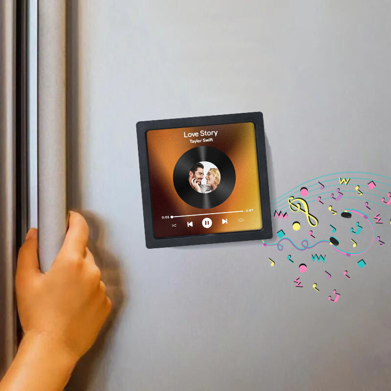 Music fridge magnet with adjustable volume