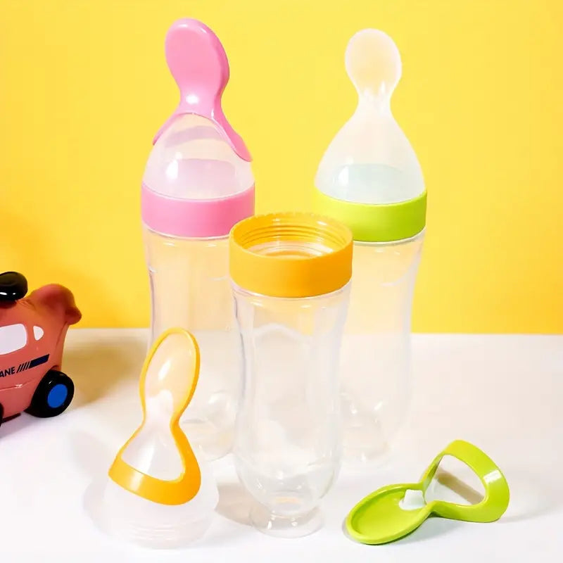 Baby Silicone Bottle Squeeze Spoon Feeder