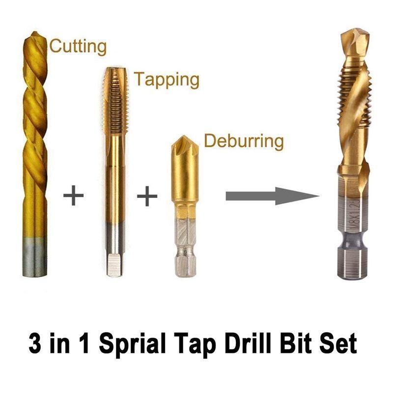 6 piece metric thread tap drill bits set