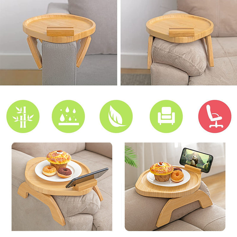 Sofa arm swivel tray