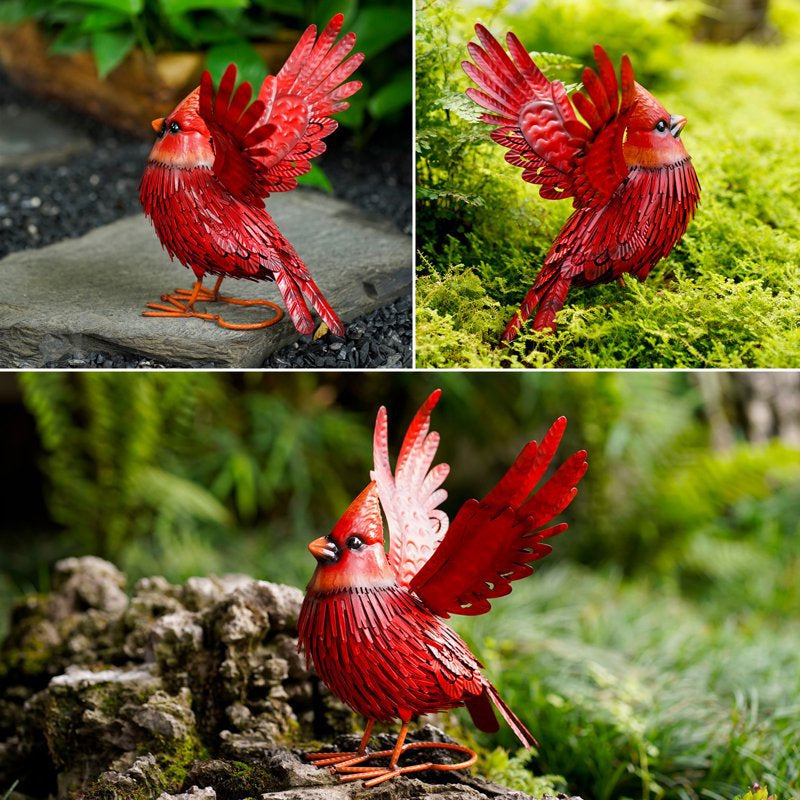Handmade Metal Cardinal Garden Sculpture