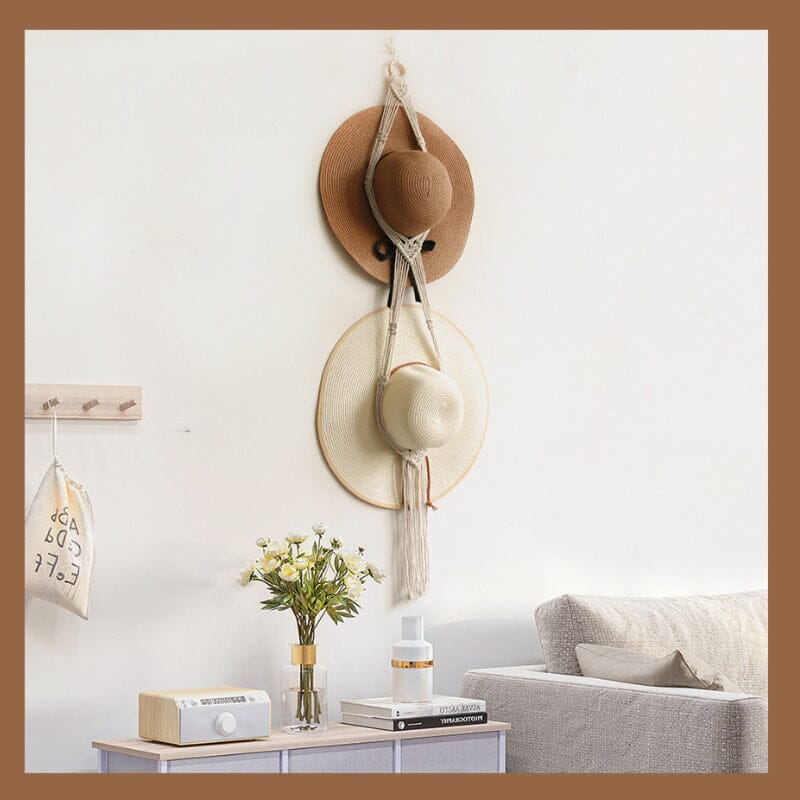 Handmade Linen Decorative Boho Hat Rack For Wall Hanging