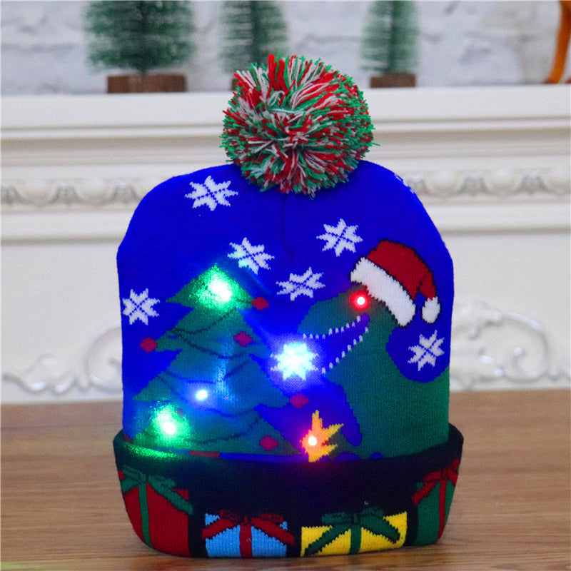 Colorful luminous knitted Christmas hat