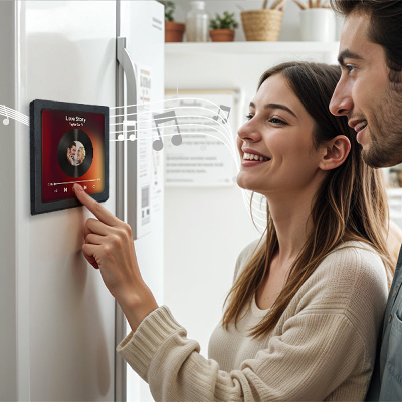 Music fridge magnet with adjustable volume