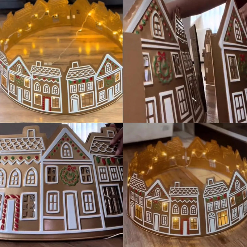 LED Gingerbread House Christmas Tree Collars Tree Skirt