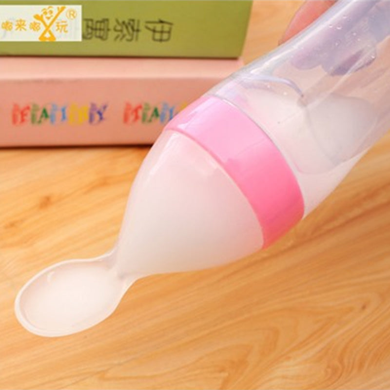 Baby Silicone Bottle Squeeze Spoon Feeder