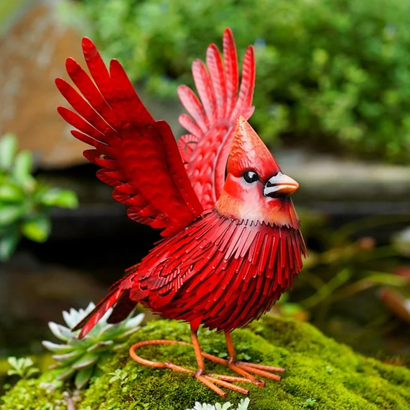 Handmade Metal Cardinal Garden Sculpture