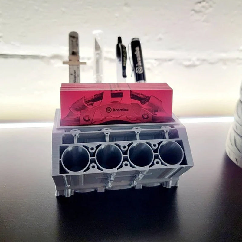 Engine Block Business Card Holder and Pen Holder Decor