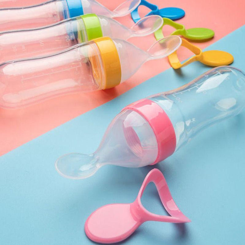 Baby Silicone Bottle Squeeze Spoon Feeder